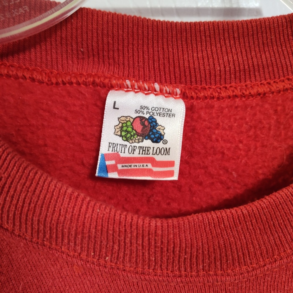 Budweiser sweatshirt large Christmas red vintage Four Buds A Calling ✔️ pics USA - Picture 6 of 9